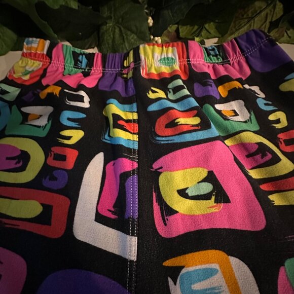 Colorful Geometric Print Leggings Size M With Elastic Waistband - Picture 3 of 5